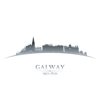 Galway İrlanda şehir manzarası siluet beyaz arka plan