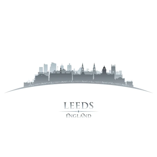 Leeds Inglaterra ciudad skyline silueta fondo blanco — Vector de stock