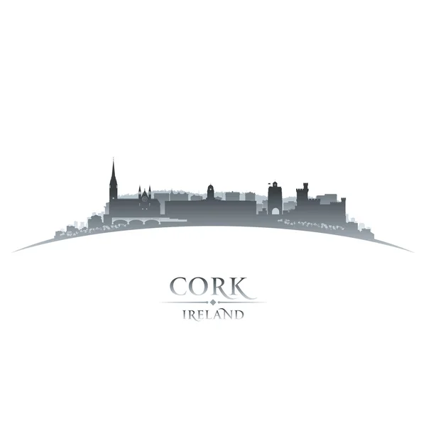 Cork Irlanda ciudad skyline silueta fondo blanco — Vector de stock