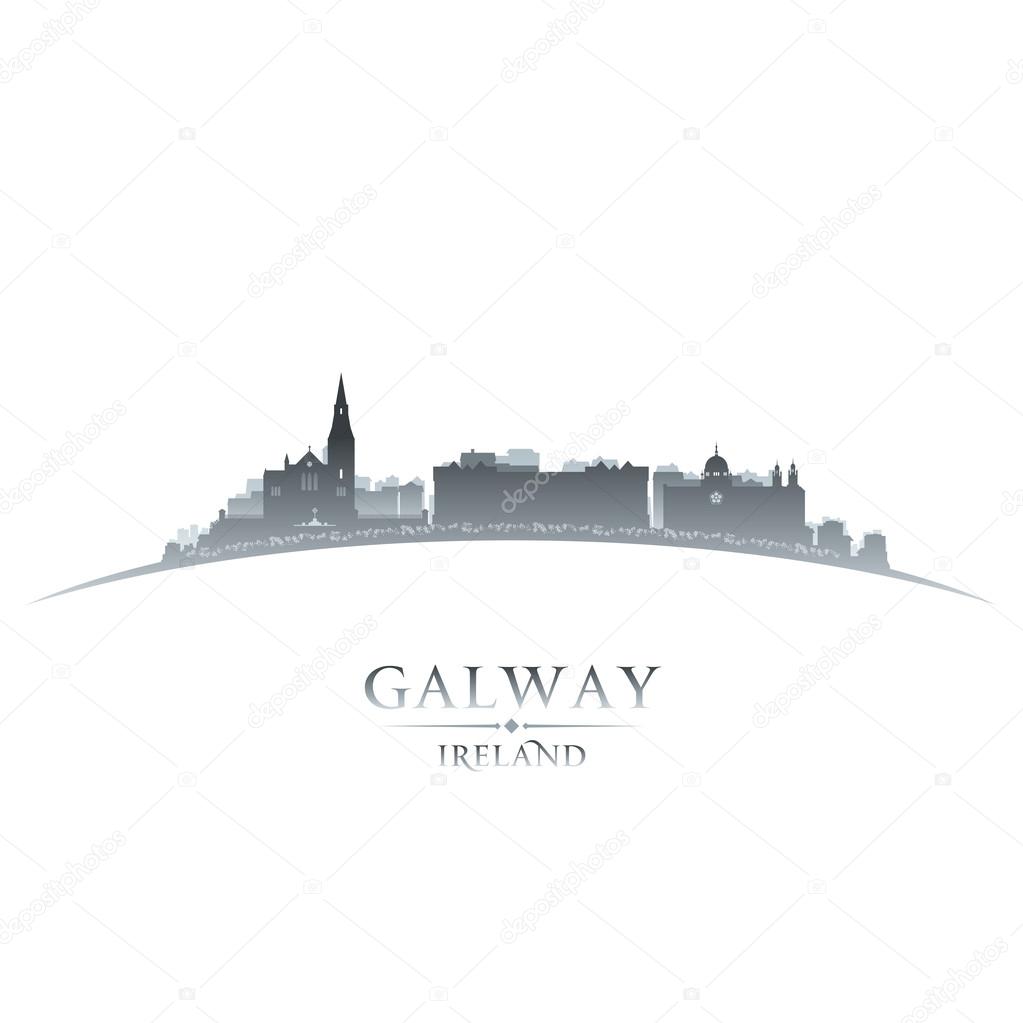 Galway Ireland city skyline silhouette white background
