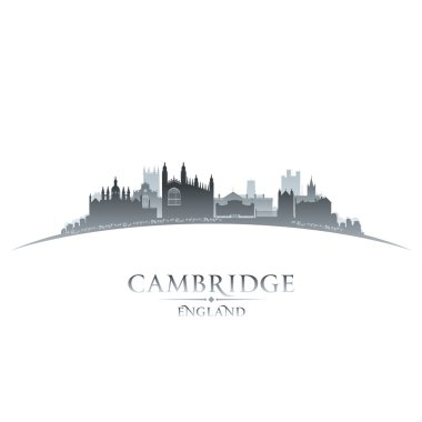 Cambridge England city skyline silhouette white background clipart