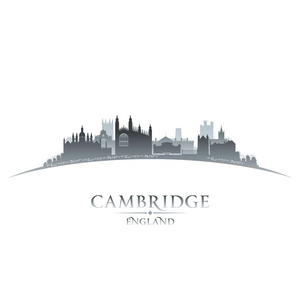 ケンブリッジ イギリス都市スカイライン シルエット白背景 — ストックベクタ