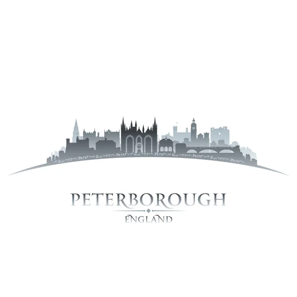 Peterborough Inglaterra ciudad skyline silueta fondo blanco — Vector de stock