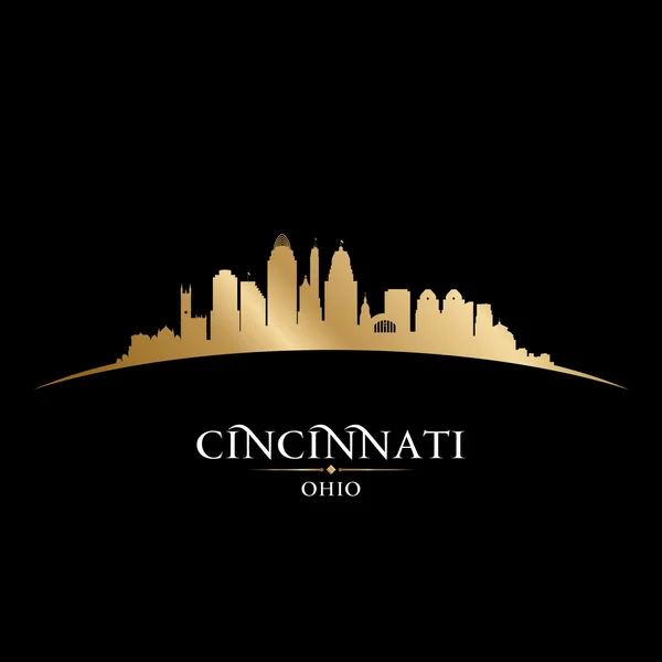 Cincinnati Ohio cidade silhueta fundo preto —  Vetores de Stock