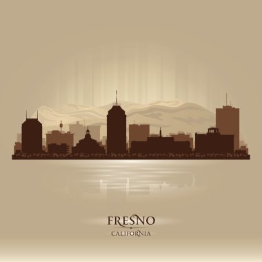 Fresno California city skyline vector silhouette clipart