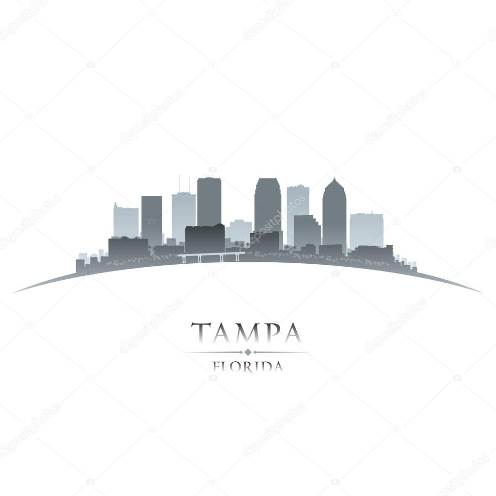 Tampa Florida city silhouette white background
