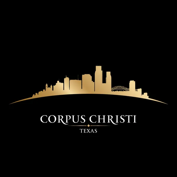 Corpus christi texas city silhouet zwarte achtergrond — Stockvector