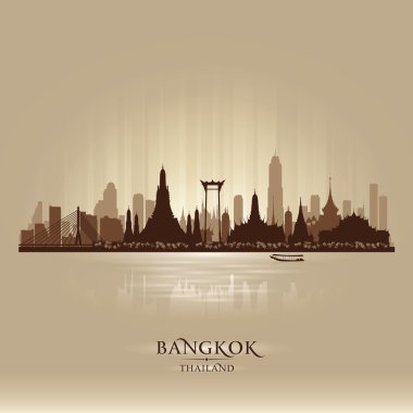 Bangkok Tayland şehir manzarası siluet vektör