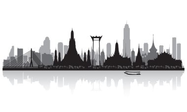 Bangkok Thailand city skyline silhouette clipart