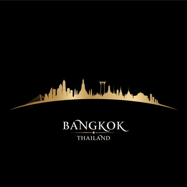 Bangkok Thailandia città skyline silhouette sfondo nero — Vettoriale Stock