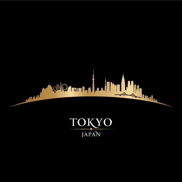 Tokió japán város skyline silhouette fekete háttér — Stock Vector