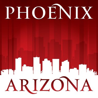 Phoenix arizona şehir manzarası silueti kırmızı arka plan 