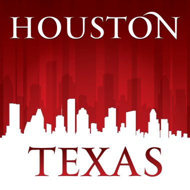 Houston Texas city skyline silhouette red background  clipart