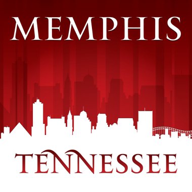 Memphis tennessee şehir manzarası silueti kırmızı arka plan 