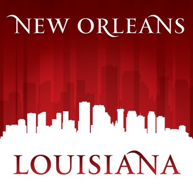 New orleans louisiana şehir manzarası silueti kırmızı arka plan 