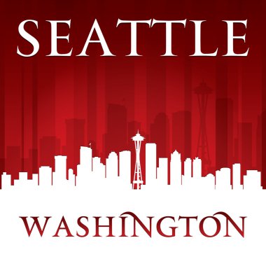 Seattle washington şehir manzarası silueti kırmızı arka plan 