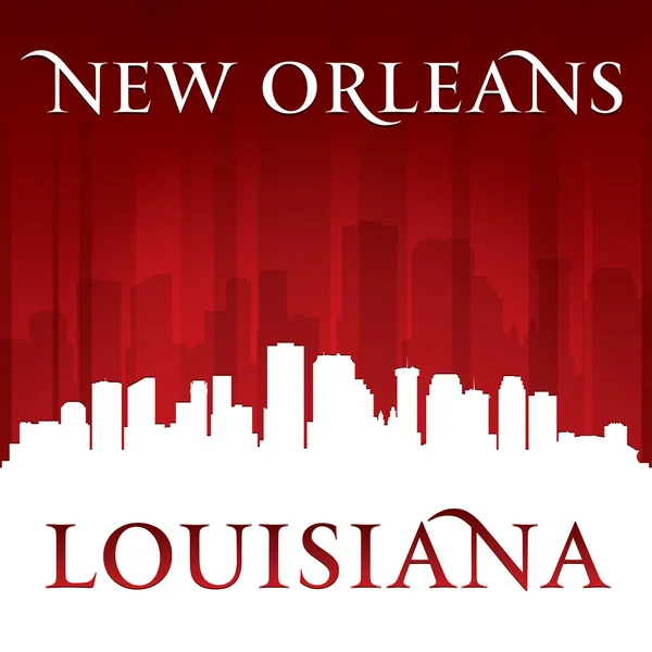 New Orleans Louisiana city skyline silhouette red background — Stock Vector