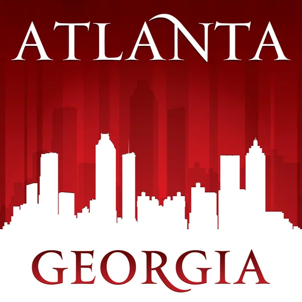 Atlanta Georgia city skyline silhouette red background — Stock Vector