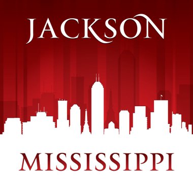 Jackson mississippi şehir manzarası silueti kırmızı arka plan 