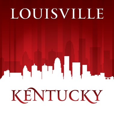 Louisville Kentucky city skyline silhouette red background  clipart