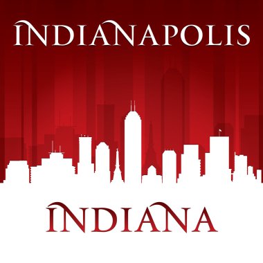 Indianapolis Indiana şehir manzarası silueti kırmızı arka plan 