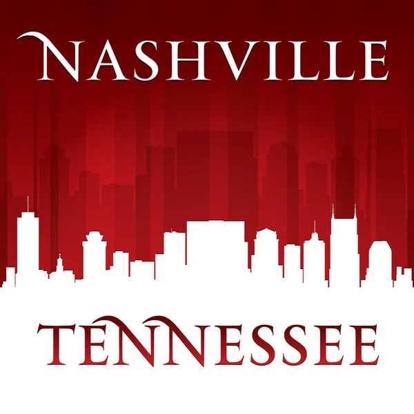 Nashville Tennessee cidade skyline silhueta vermelho fundo — Vetor de Stock