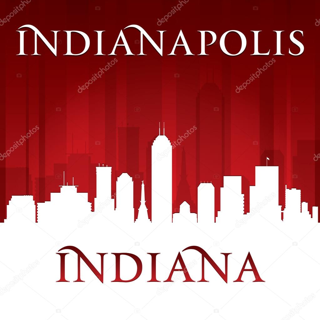 Indianapolis Indiana city skyline silhouette red background — Stock