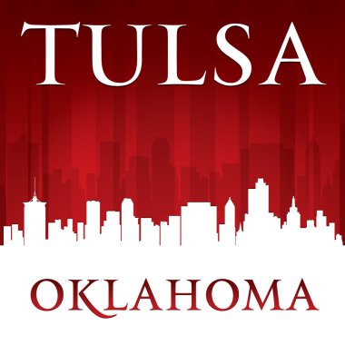 Tulsa oklahoma city skyline silueti kırmızı arka plan 