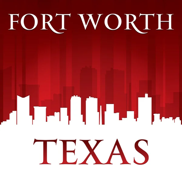 Fort worth texas city skyline silueti kırmızı arka plan — Stok Vektör