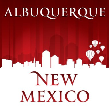 Albuquerque yeni mexico city skyline silueti kırmızı arka plan 