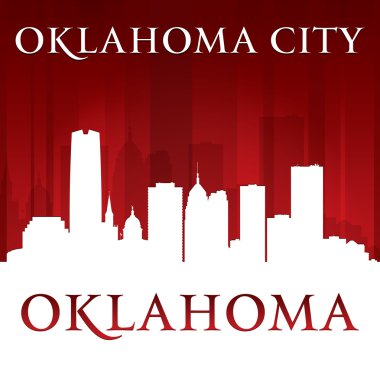 Oklahoma city silueti kırmızı arka plan 