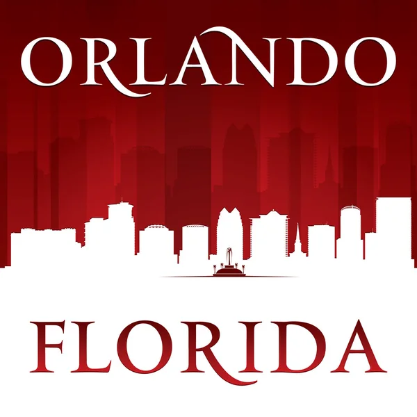 Orlando Florida ciudad silueta fondo rojo — Vector de stock