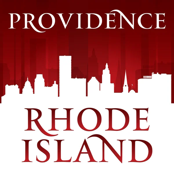 Providence Rhode Island silhueta da cidade fundo vermelho — Vetor de Stock