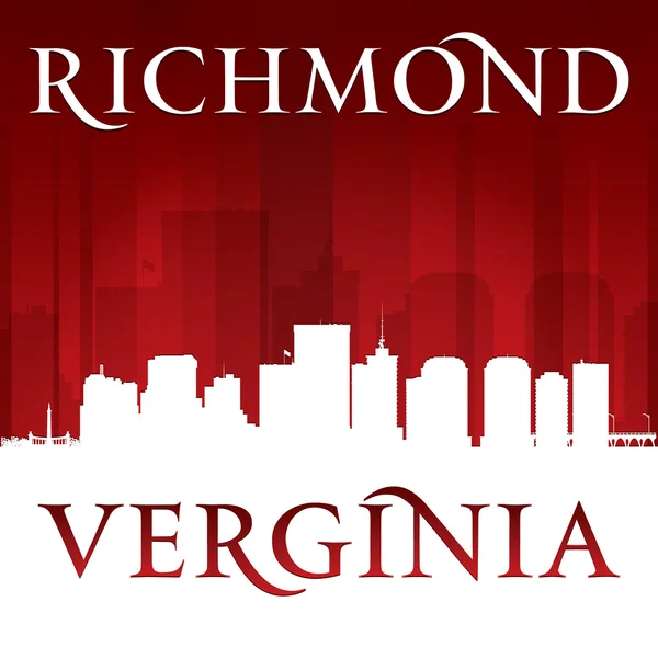 Richmond Virginia silueta de la ciudad fondo rojo — Archivo Imágenes Vectoriales