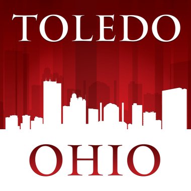Toledo ohio şehir silueti kırmızı arka plan 