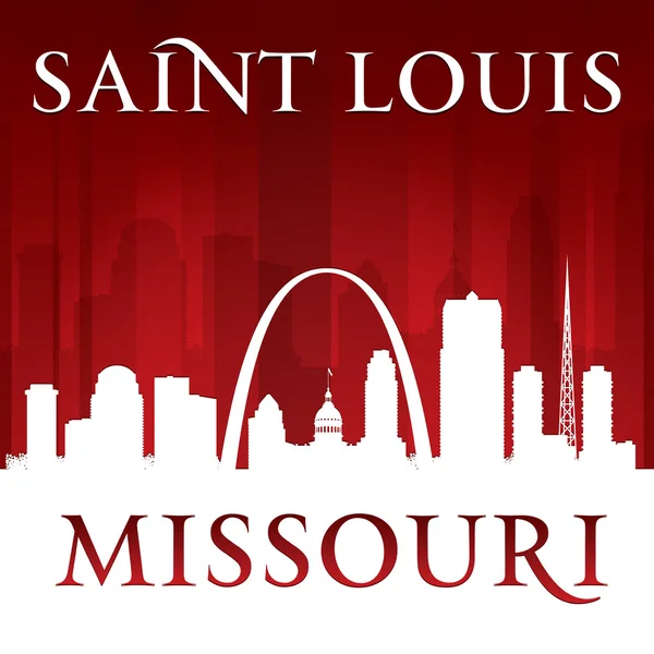 Saint louis missouri stadens silhuett röd bakgrund — Stock vektor