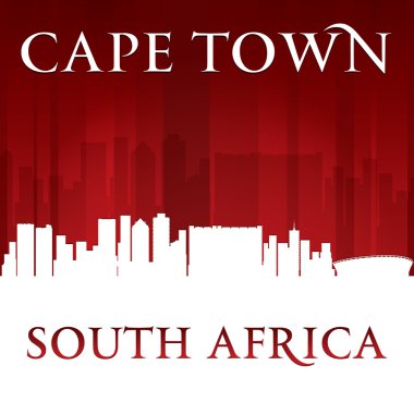 Cape town Güney Afrika şehir manzarası silueti kırmızı arka plan 