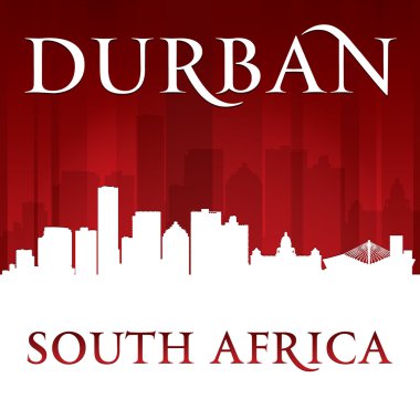 Durban Güney Afrika şehir manzarası silueti kırmızı arka plan 