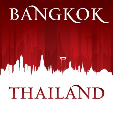 Bangkok Tayland şehir manzarası silueti kırmızı arka plan 