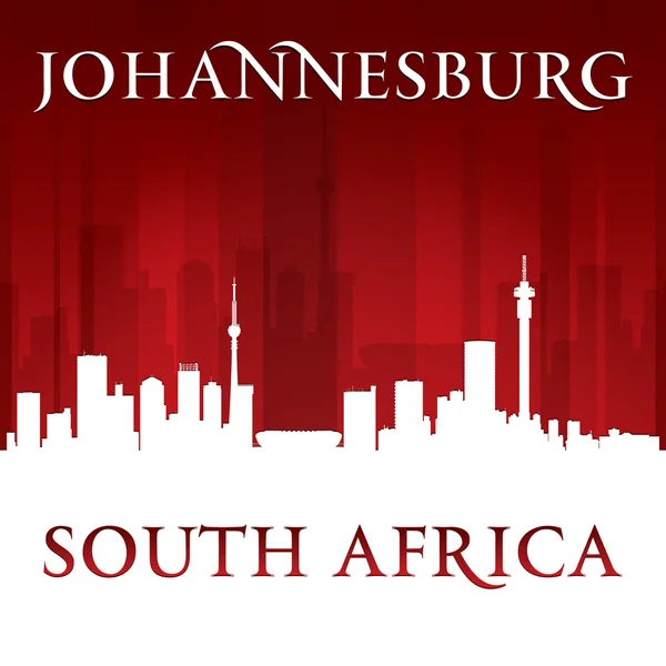 Johannesburg Afrique du Sud silhouette de la ville fond rouge — Image vectorielle