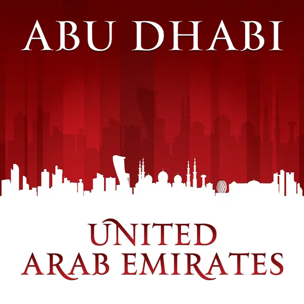 Abu Dhabi EAU ville skyline silhouette rouge fond — Image vectorielle