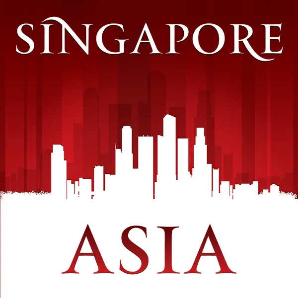 Singapore asia city skyline Silhouette roter Hintergrund — Stockvektor