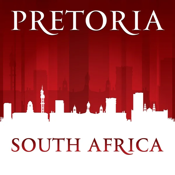 Pretoria Sudáfrica ciudad skyline silueta rojo fondo — Vector de stock