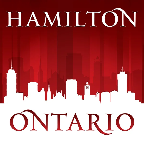 Hamilton Ontario Canada city skyline silhouette red background — Stockvector