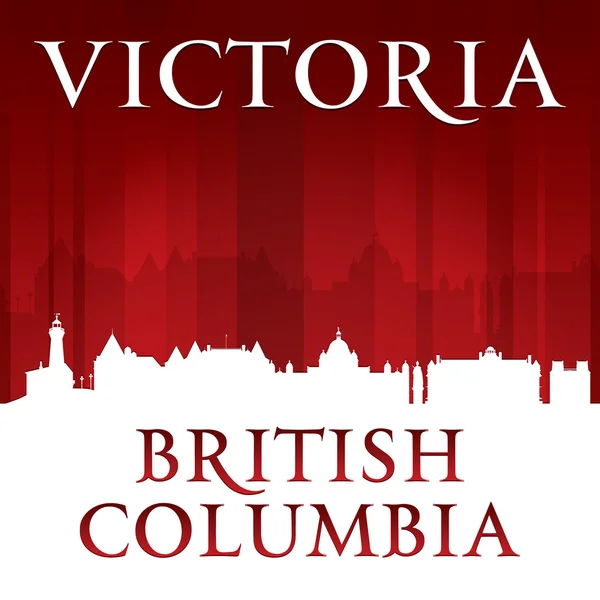 Victoria British Columbia Canada city skyline silhouette red bac — Stock Vector