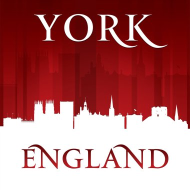 York İngiltere'de şehir manzarası silueti kırmızı arka plan 