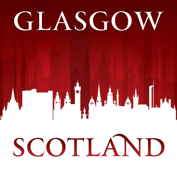Glasgow Scotland city skyline silhouette red background — Wektor stockowy