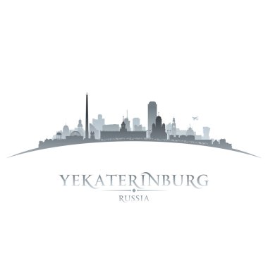 Yekaterinburg Rusya şehir manzarası siluet beyaz arka plan 