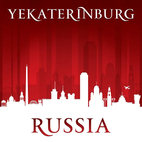 Yekaterinburg Rusya şehir manzarası silueti kırmızı arka plan — Stok Vektör