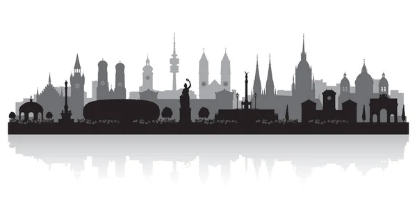 München Deutschland Stadt Skyline Vektor Silhouette Illustration — Stockvektor